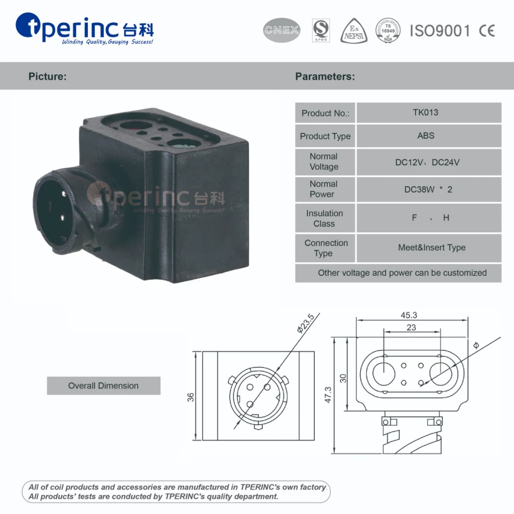 Auto Air Brake System AC110/220V DC12V/24V Solenoid Valve Coil for ABS Modulator Valve